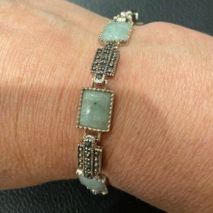 925 silver marcasite and jade bracelet new never worn.